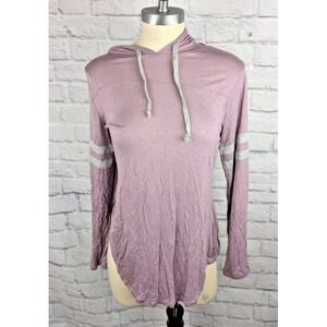 Ultra Flirt Juniors' Varsity Hooded Top Elderberry Pink Purple Size M